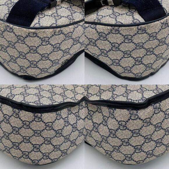 Authentic Gucci GG Logo Plus Supreme Messenger Bag Monogram Flap Tote Tan Navy - Picture 6 of 10